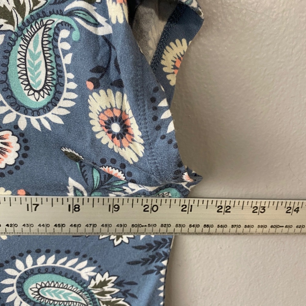 Loft Outlet Blue Paisley Floral Scoop Neck Cap Sleeve Blouse Medium - Picture 9 of 11